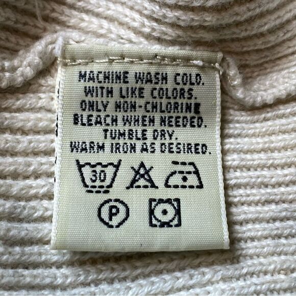 Eddie Bauer Cream Long Sleeve Crew Neck 100% Cotton Sweater Size XL - Picture 4 of 9